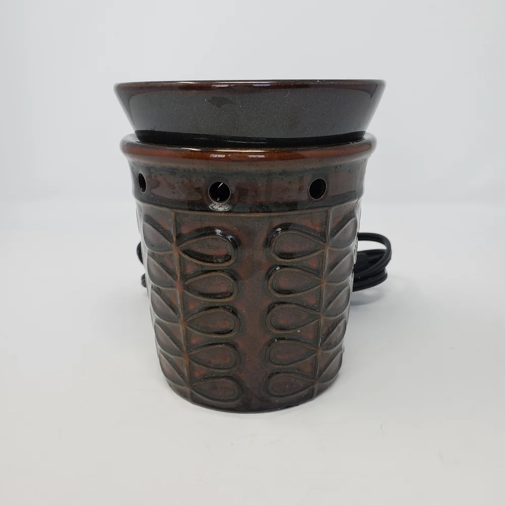 SCENTSY FARFALLE FULL SIZE WAX WARMER RETIRED RED BROWN GLAZE
